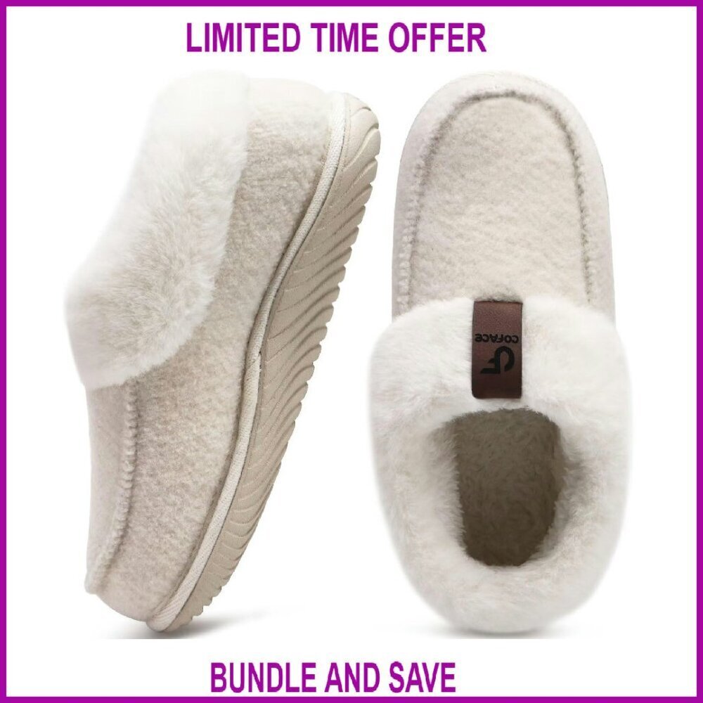 Women's Memory Foam Slippers Arch Support Indoor Outdoor Rubber Sole